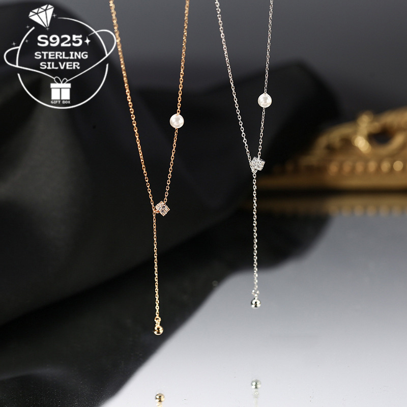 925 Silver CZ & Pearl Drop Earrings Set